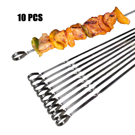 ASMOKE Metal Grilling Skewers 43cm - Professional Kabob Sticks 10-Pack