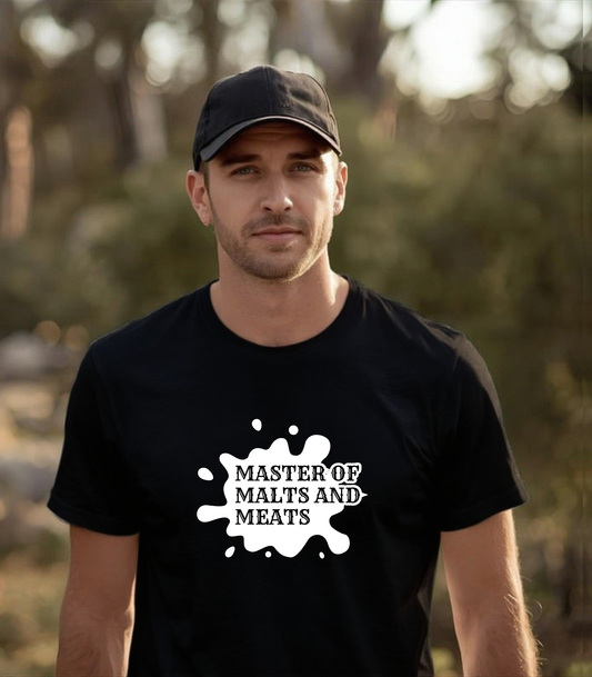 Master of Malts and Meats T-Shirt, Beer & BBQ Lover T, & Gift for Home Brewers