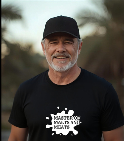 Master of Malts and Meats T-Shirt, Beer & BBQ Lover T, & Gift for Home Brewers