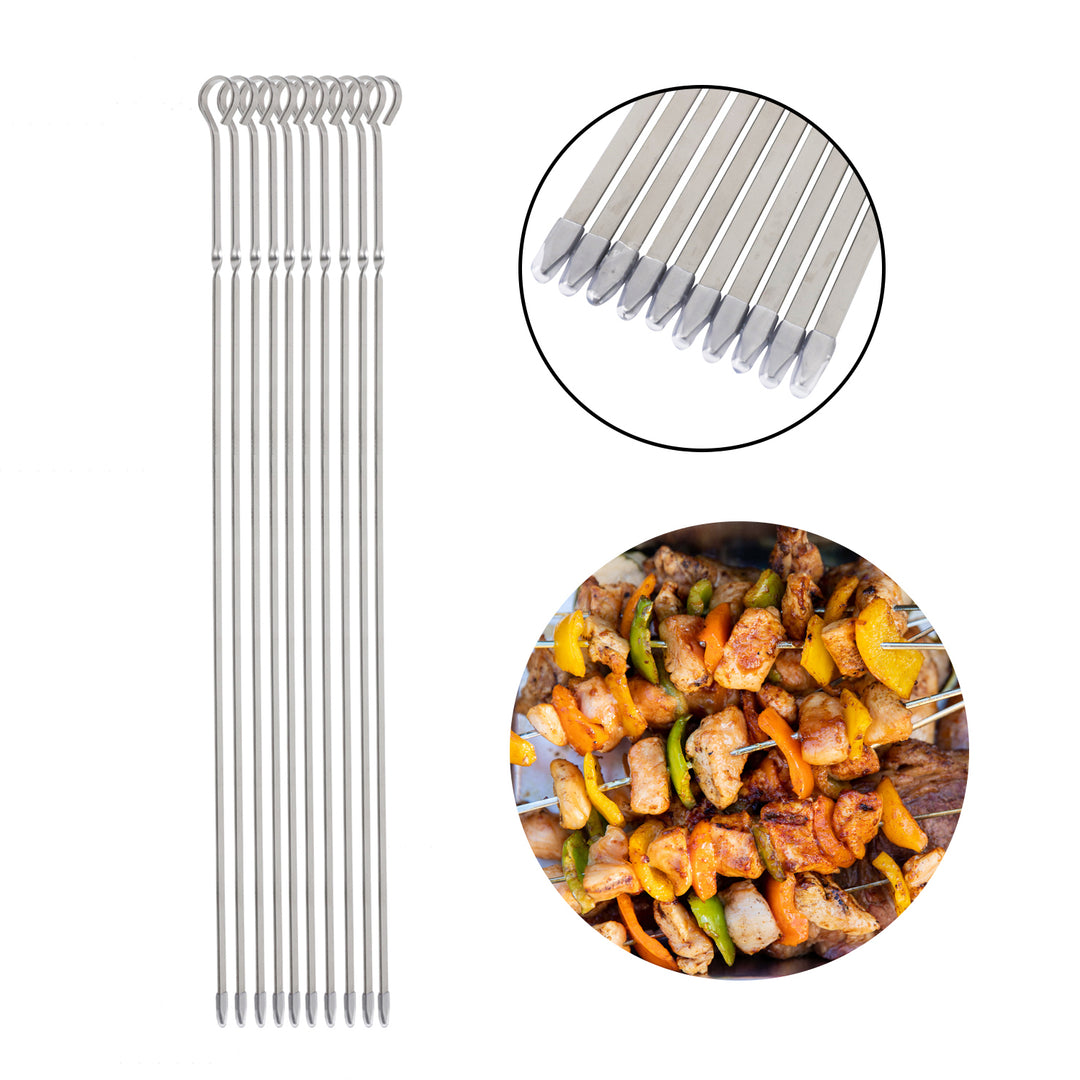 ASMOKE Metal Grilling Skewers 43cm - Professional Kabob Sticks 10-Pack